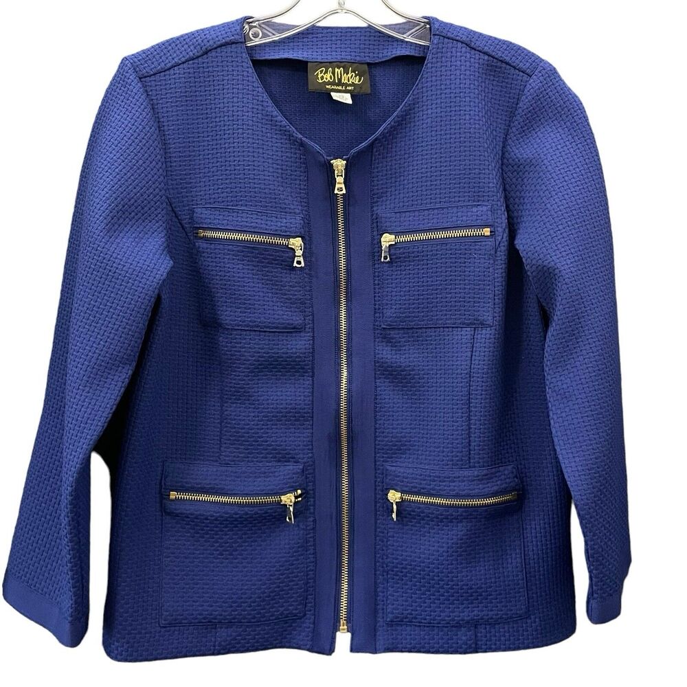 Bob Mackie Women Blue Wearable jacket Gold zipper SIZE /XS